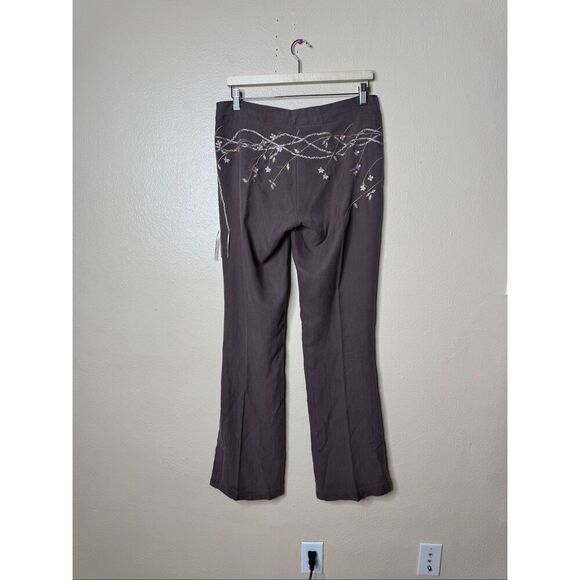 Da-Nang Pants Women Medium Brown Y2K Embroidered Floral Vintage Surplus Boho - Picture 9 of 10